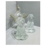 Cut Glass Candy Dish & Praying Children Bookends