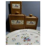 Farm Scene Kitchen Canisters & platter -  Japan