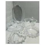 Candlewick Heart Dishes, Candleholder & Small