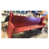 8 foot red church pew.