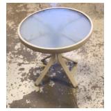 Round glass patio side table