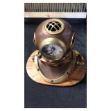 Wood and brass desk clock