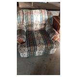 Overstuff chair. Green,tan,browns clean   Wood