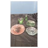 Green and pink depression 5 pieces