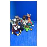 10 ty babies. Monkey,birds,fox more
