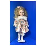 Porcelain doll blonde with stand