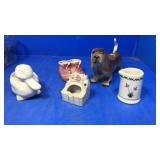 Vintage dog,shoes,duck planters.  Ashtray