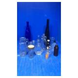 Lot of clear and colored bottles