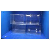 4 display cases. Plastic
