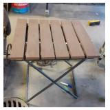 Small ll wood table with metal legs