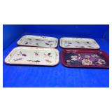 4 metal vintage trays