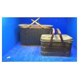 Picnic basket and metal bread box