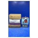 Vintage boxes,metal can. Wax