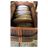 Picnic tote of assorted collectors plates