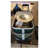 Picnic tote of assorted collectors plates