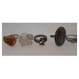 5 rings from L to R sizes 7.5, 8, 6.5, 8, 8