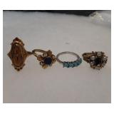 4 rings L to R sizes 5, 7, 6, 5.5