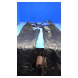 Black leather chaps.