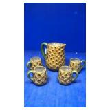Inarco. 1953. Pineapple pitcher with 4 cups