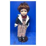 Patriotic doll on stand porcelain
