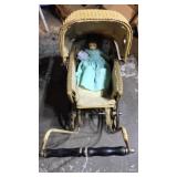 Vintage buggy w wood and wicker