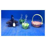 Small baskets. Plum,green,pink