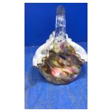 Pink,brown glass basket