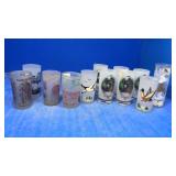 12 frosted vintage glasses