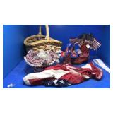 Patriotic lot baskets, boot. Flag