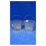2 glass ice buckets