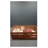 Wooden box with vintage glass wear