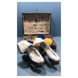Vintage roller skates pompoms. With case