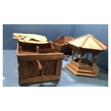 Strawberry crate birdfeeder ,wood bed