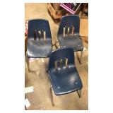 3 blue kids chairs