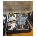 Bread tray of glassware