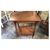 Wood tea cart on wheels