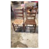 2 mix match ladder back chairs