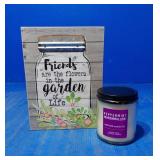 Friendship wooden sign and small peppermint candle