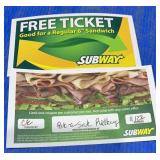 2 - Subway certificate valid for a 6" sub