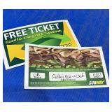 2 - Subway certificate valid for a 6" sub