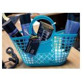 Basket of hair and nail products donated by Rena
