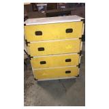 Yellow and white chest of drawers metal trim