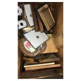 Box of metal and wood picture frames