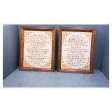 2 embroidered wall hangings. Our father and The