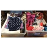 2 totes material and scarfs