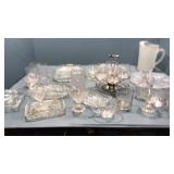 Box of clear glass plates,cups. More