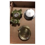 Frog candle, coaster. Small change metal