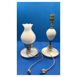 2 milk glass lamps
