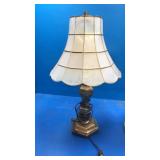 Mauve and gold lamps