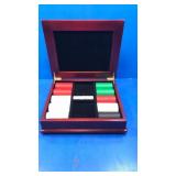 Poker chips in wood box